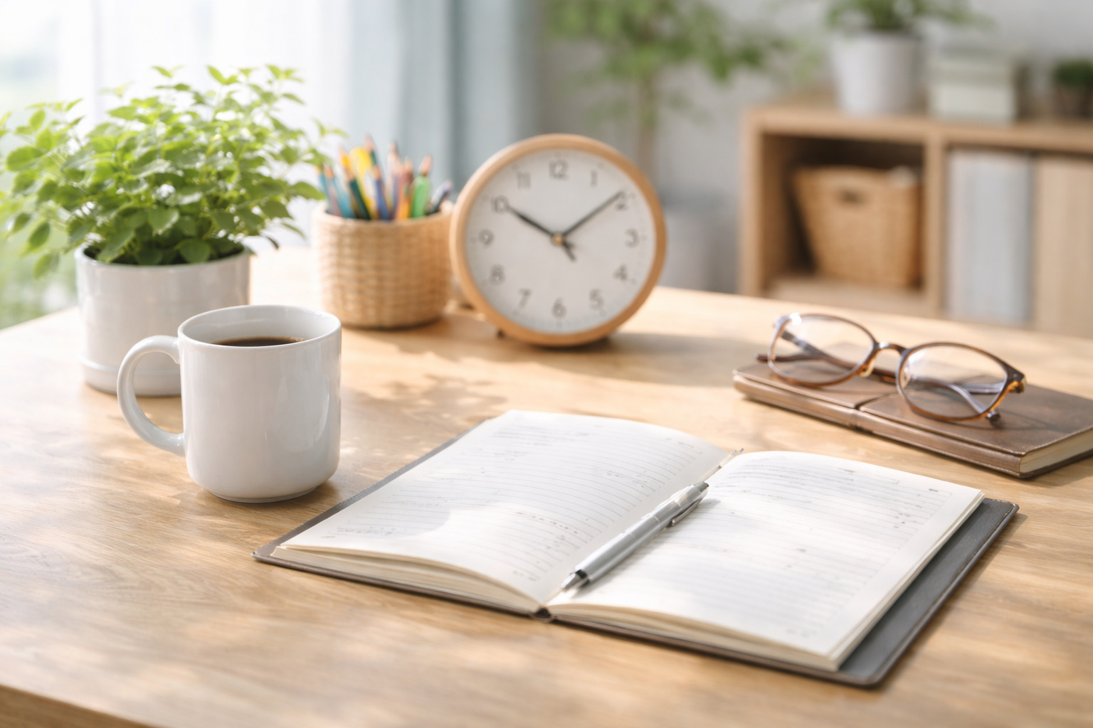 1日の流れを連想させる作業デスク